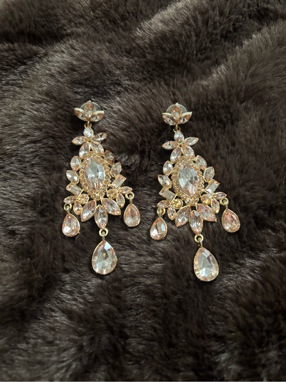 Pink Rose-gold Chandelier Crystal Earrings